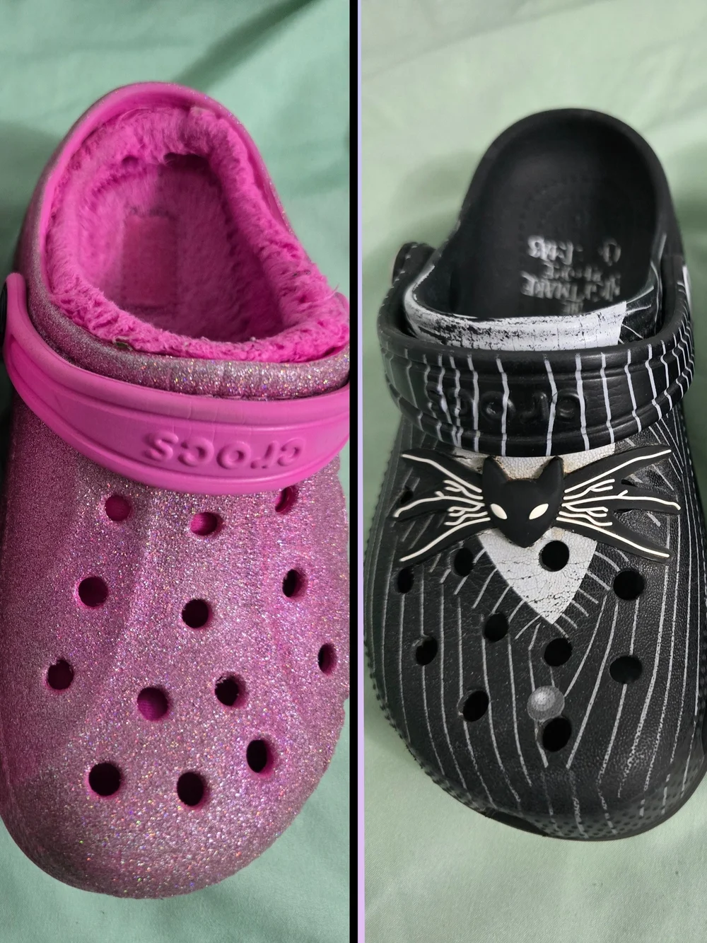 CROCS Kids' Sparkle Pink Lined Clog & Black NBC Nightmare Before Christmas